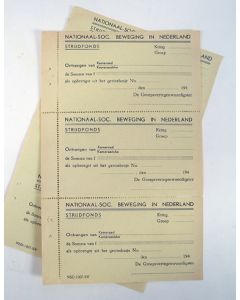 NSB document, kwitanties voor opbrengst van collectes, ca. 1940