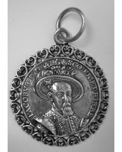 Zilveren penning, Koning James I van Engeland sluit vrede met Spanje en de Nederlanden, 1604. 