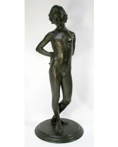 Bronzen beeld, naakte jongeling, ca. 1900