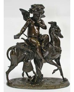 Bronzen beeld, Amor op windhond, 19e eeuw 