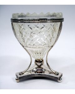 Zilveren suikervaas met kristallen binnenbak, Empire, 1818 