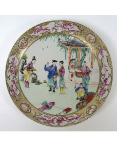 Mandarijn famille rose porseleinen bord, 18e eeuw