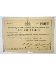 Noodbiljet Amsterdam, 1 gulden 1914