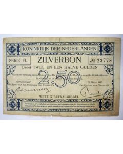 Bankbiljet, 2,5 gulden 1915 zilverbon