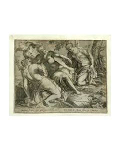 Agostino Carracci, Mercurius en de Drie Gratiën, kopergravure, 1589