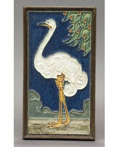 Cloisonné tegel met struisvogel, De Porceleyne Fles, ca. 1930