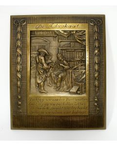 Bronzen plaquette, 'De  advocaat', J.C. Wienecke, ca. 1930