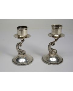 Zilveren kandelaartjes met dolfijntjes