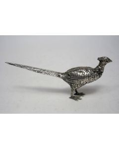 Zilveren tafelstuk / strooibus, fazant