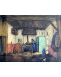 Riemko Holtrop, Twentse boerderij, aquarel, 1936