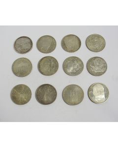 [Duitsland] 12 zilveren herdenkingsmunten van 10 Mark, periode 1987-1997