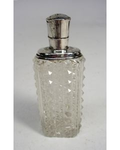 Parfumfles met zilveren dop en kraag, 19e eeuw 