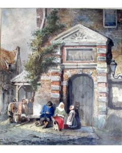 T.g.a. Salomon Verveer, Stadsgezicht, aquarel, ca. 1840