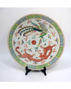 Chinese porseleinen schotel, Famille Verte, 19e eeuw