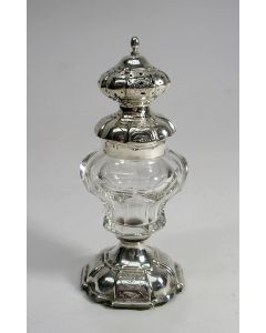 Kristallen strooibus met zilveren dop, H. de Leeuw, Den Bosch, 1860