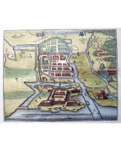 Plattegrond in vogelvlucht van de belegering van Batavia in 1629