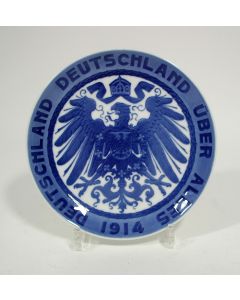 Duits patriottisch wandbord, 'Deutschland über Alles', uitvoering Rosenthal, 1914