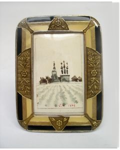 Russisch geëmailleerd zilveren lijstje met aquarel van het Rode Plein, 1904