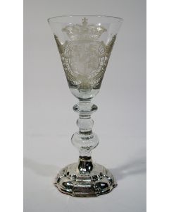 Gegraveerd wijnglas, 18e eeuw