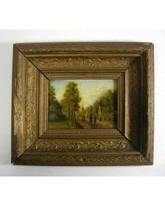 Hollandse School, 'Dorpsstraat', olieverf op paneel, 19e eeuw