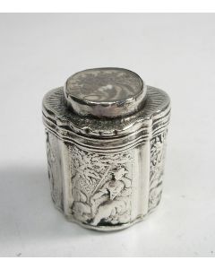 Zilveren lodereindoosje met haarmemorie, Hendrik Verbeek, Schoonhoven 1803.