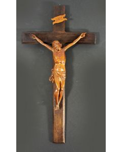 Houten crucifix met notenhouten corpus, ca. 1800