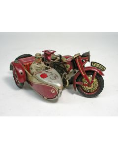 Blikken speelgoed motor met zijspan, Tippco TC-698, ca. 1935