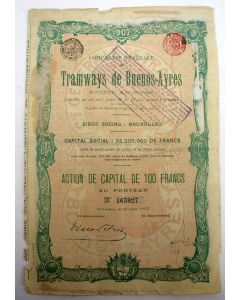 Aandeel, Tramways de Buenos-Ayres, 1907