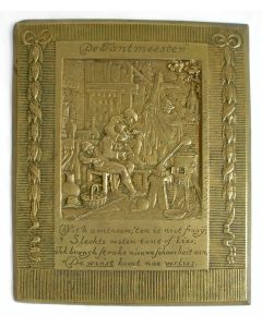 Bronzen plaquette, De tandarts ('tantmeester'), J.C. Wienecke, ca. 1930