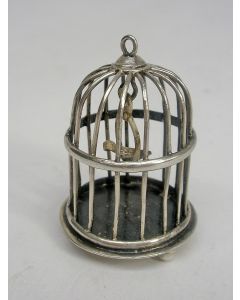 Zilveren miniatuur, vogelkooi, ca. 1900