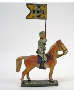 Elastolin figuur, Duitse ruiter met regimentsvlag, ca. 1935.