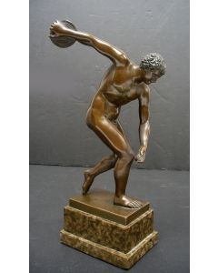 Classicistisch bronzen beeld, de Diskobolos van Myron  19e eeuw