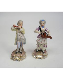 Porseleinen beeldjes van musicerend stel, Schierholz, 19e eeuw