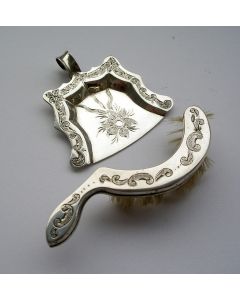 Miniatuur zilveren stoffer en blik, H.G. Momm, Nijmegen, 19e eeuw