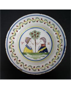 Delfts bord met orangistische voorstelling, ca. 1810