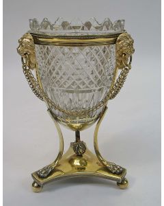 Verguld zilveren suikervaas met kristallen binnenbak, Empire, 1817 