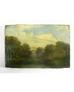 Alexander Bakhuijzen, 'Vijverlandschap', olieverf op paneel