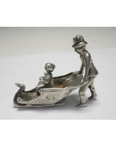 Zilveren miniatuur, duwslede,  ca. 1900