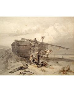 Charles Rochussen, Bomschuit op het duin van Scheveningen, aquarel, 1842