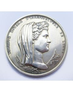 Zilveren beloningspenning, Societé Royale d'Horticulture de Liège, op naam van een Maastrichtse apotheker, 1881 [door Leopold Wiener],