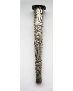 Zilveren naaldenkoker / lakkoker met bijbelse voorstellingen, Pieter Vergeer, Schoonhoven 1782