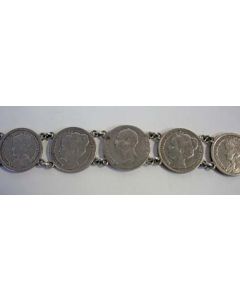 Zilveren muntarmband met halve guldens
