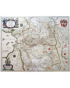 Handgekleurde kaart van Overijssel en Drente, gebr. Blaeu, 17e eeuw