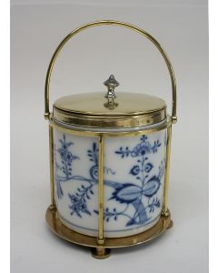 Saksische porseleinen koekjespot, met Zwiebelmuster decoratie, Meissen, ca. 1900