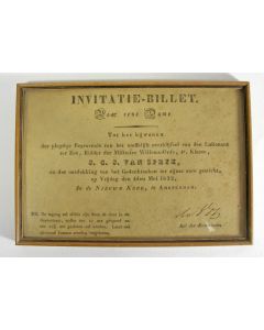 Uitnodigingskaart voor de begrafenis van J.C.J. van Speyk, Amsterdam 1832