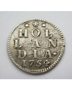 Holland, zilveren duit 1754