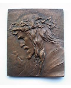 Plaquettepenning, Christus, Man van Smarten, door F. Stiasny, ca. 1900