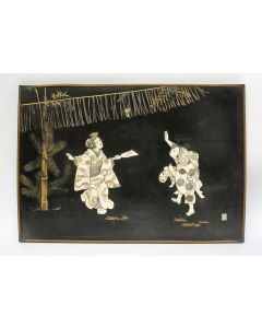 Japans lakpaneel met ivoor en paarlemoer, ca. 1900