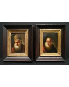 T.g.a. Christian Dietricy, 'Stel portretjes van een schriftgeleerden', paneel, 18e eeuw