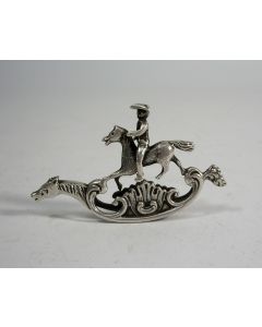 Zilveren miniatuur hobbelpaard, 18e of 19e eeuw